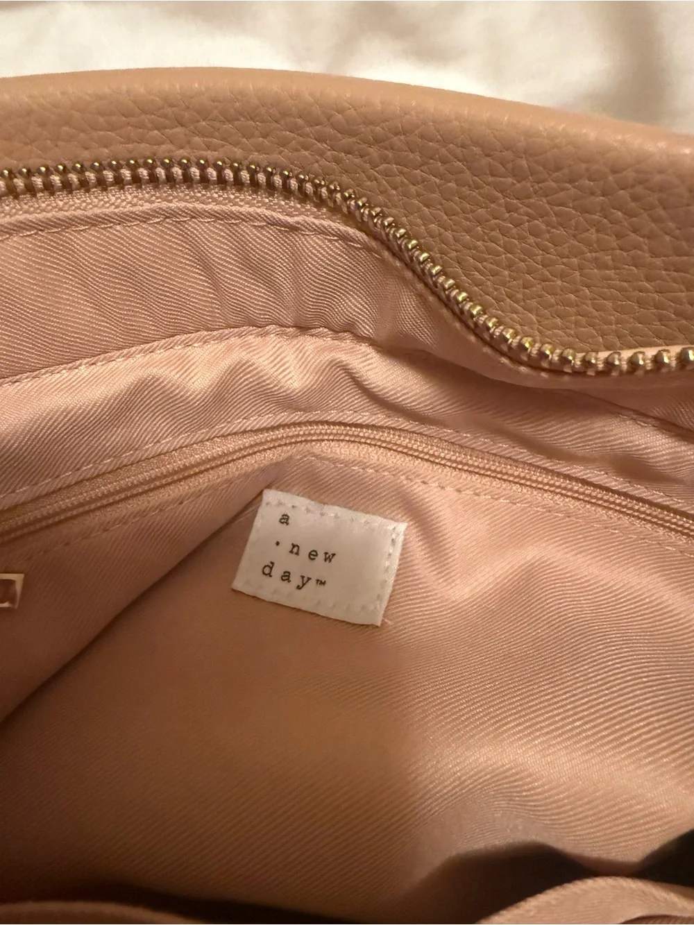 a new day Pebbled Satchel in Camel Tan